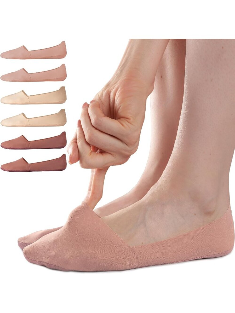 🧦Women's Nude Pink No Show Socks 6 Pairs Non Slip Low Cut Invisible Liner